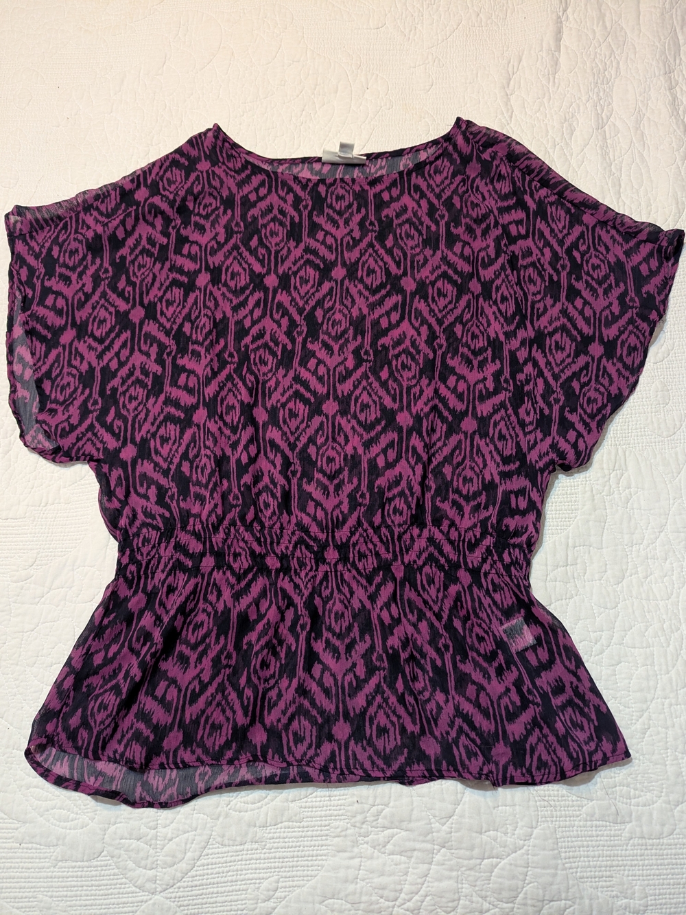 Studio Works Fuchsia and Black Patterned Top